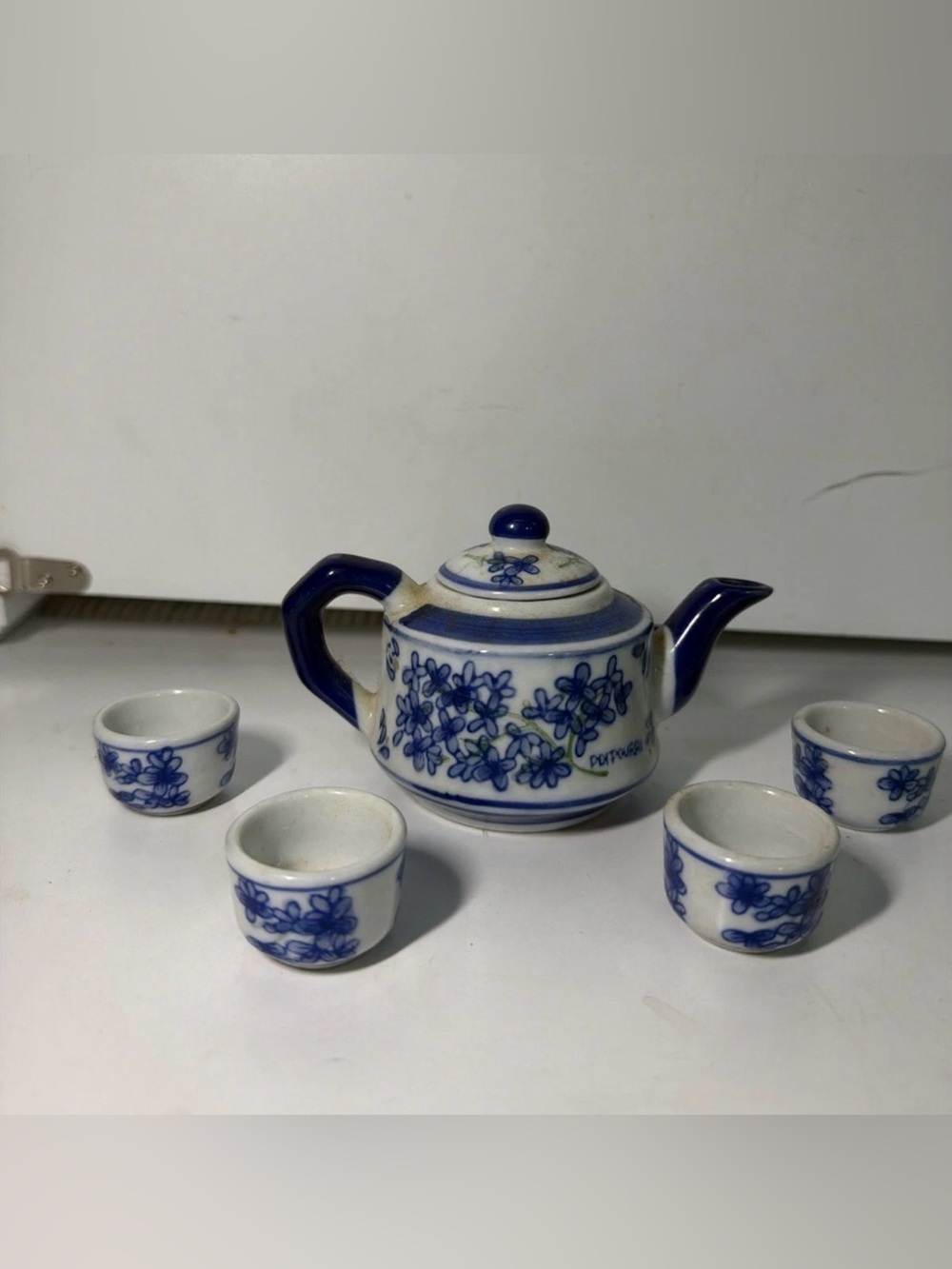 Andrea By Sadek Blue and White Floral Mini Tea Set